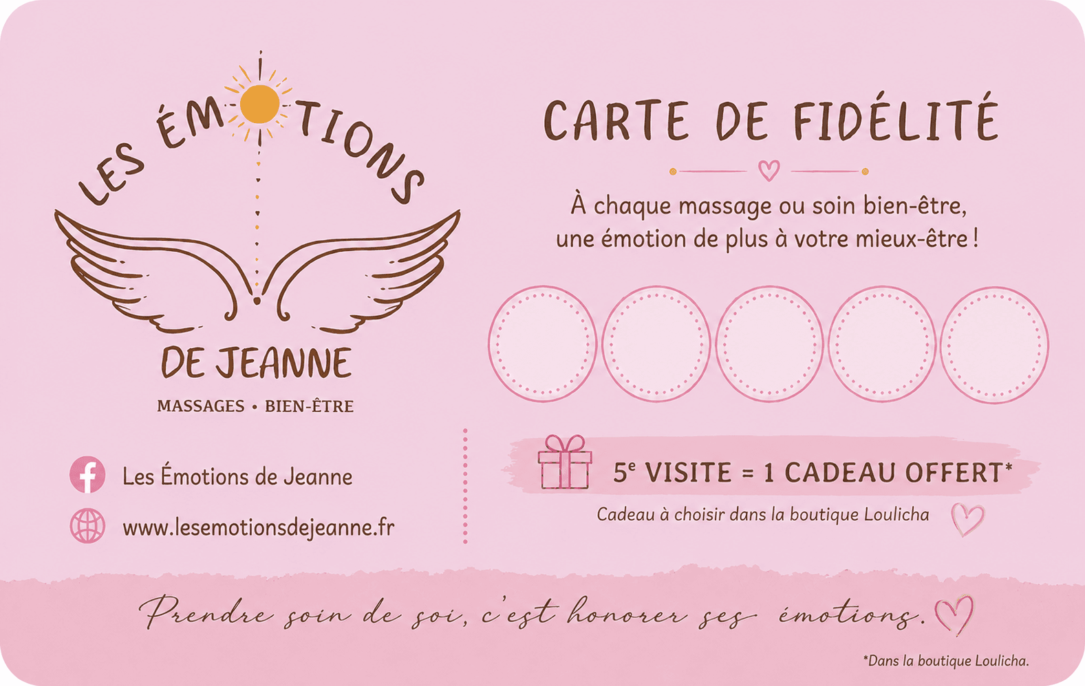 Carte de fidélité Les Émotions de Jeanne